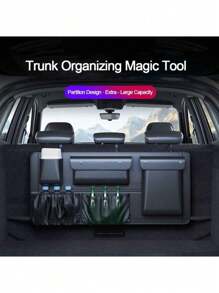 1 pieza Bolsa de almacenamiento para coche, Organizador de coche multifuncional, Bolsa de almacenamiento para el maletero - Negro - Ver 8