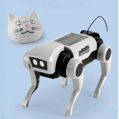 动力仿生智能机器狗和机器猫，遥控动物DIY组装科学学习益智玩具，行走机械狗和猫机器人，儿童圣诞礼物儿童教学益智STEM玩具