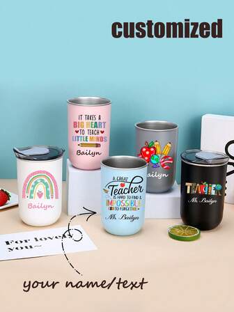 1 pieza Taza de viaje personalizada de acero inoxidable - Taza de café con doble aislamiento con opción de nombre personalizado, taza para bebidas frías | Acabado elegante de neblina | Doble aislamiento, taza de café, reutilizable, multifuncional, ornamental, elegante, exquisita, de alta calidad, personalizada, única, regalo ideal para él, regalo ideal para ella, novia, novio, papá, mamá, familia, amigos, hijo, hija, estudiantes, trabajadores, niños, oficina, sala de té, escuela, hogar