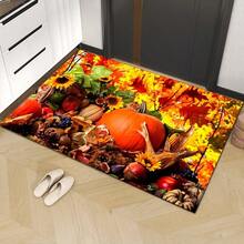 1pc Pumpkin Festival Non-Slip Kitchen Mat, Home Living Room Bedroom Entrance Decorative Washable Plush Carpet