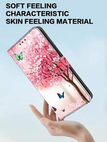 GLANDOTU Funda de cartera de cuero de PU creativa y colorida compatible con Samsung Galaxy y otras marcas, diseño de patrón de mariposa de sakura, bordes plegables dobles, ranuras para tarjetas y bolsillos, incluye cordón, versión internacional, no la versión nacional - Multicolor - Ver 6