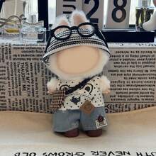 6 件套拉布布娃娃配件服装套装，包含迷你眼镜、包、娃娃帽 + T 恤和迷你鞋子，17 厘米装扮配件，迷你服装用品收藏家独特的礼物 - 彩色 - 查看 2