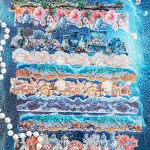 10 件海滩、海滨、云彩、油画、森林、风景贴纸、长装饰贴纸、物品装饰贴纸、手册材料贴纸优质防水乙烯基贴纸适用于剪贴簿、日记本和笔记本电脑 - 耐用且装饰性的成人剪贴簿用品贴纸书架透明贴纸书封书贴纸书