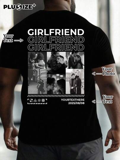 Customized Personalized Commemorative Gifts And Men's Casual T-Shirts, Add Your Own Photos (Family Portrait/Selfie/Pet Photo/Friend Photo/Couples Photo/Girlfriend Photo/Gift/Couple Logo) And Text, Design Your Father's Day And Mother's Day Personalized Printed T-Shirts.