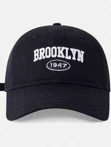 1 Pieza Gorra de béisbol con estilo lavado 1947 y bordado 3D de letras - Brooklyn para mujer, gorra de sol vintage, sombrero de sol ajustable para exteriores, estilo Y2K para hombre