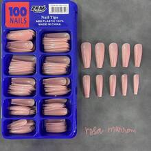 Kit 100 Unhas Tips postiça Bailarina realista várias cores