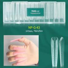 70/140件套双头美甲模具，适用于凝胶延长、多种形状的亚克力美甲，带法式线条，新手友好，快速制作美甲 - 無色 - 查看 19