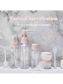 Travel Refillable Bottle Set (Spray Bottle, Lotion Bottle, Shampoo Bottle, Body Wash Tube, Filling Tools), Travel Organizer (Suitable For Beach, Vacation, Back To School), Cosmetic Empty Liquid Containers, Essential Travel Refill Items