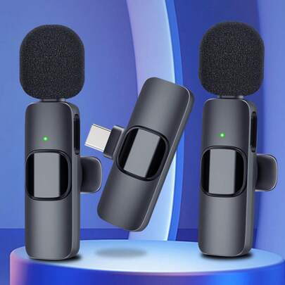 Wireless Lavalier Lapel Microphone For IOS TypeC Android Camera Plug-Play,Professional Noise Reduction Recording Clip Mic For Creator Interview