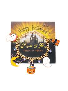 1 Braccialetto a catena con ciondolo a forma di zucca, pipistrello, ragnatela e fantasma, di moda per ragazze, adatto per occasioni festive