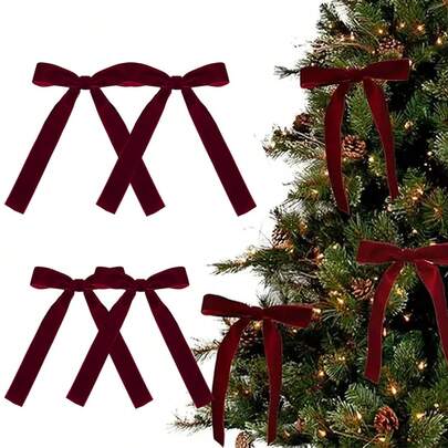 5/10/20个复古天鹅绒圣诞蝴蝶结，酒红色天鹅绒蝴蝶结，适用于圣诞树装饰，节日花环系带，柔软的布艺丝带，打造优雅的圣诞树装饰，完美适用于圣诞节、感恩节和新年庆祝活动，可用于圣诞树装饰、乡村工艺品和礼品，经典涤纶丝带蝴蝶结，适用于圣诞节、婚礼、生日、节日、家居和婚礼装饰，1个家居装饰圣诞装饰品，房间装饰，冬季圣诞装饰，家居圣诞礼物，圣诞装饰