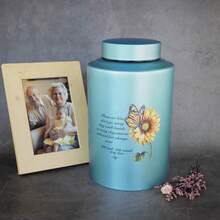 Large Size Decorative Cremation Urn For Adult Men And Women, Holds Up To 220 Lbs, Sunflower Pattern