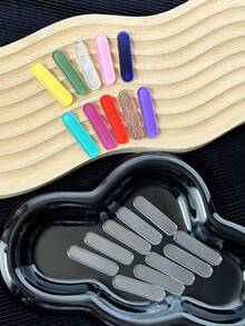 20 piezas de puntas de uñas de muestra para arte de uñas de gelatina de vidrio transparente con bloques de color (transparente), de múltiples formas, unicolor translúcido, para exhibición de combinación de colores - transparente - Ver 13