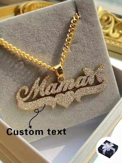 1pc Personalized Minimalist Matte Stainless Steel Necklace With Custom Engraved Name, 18K Gold Plated Heart/Butterfly Shaped Choker Necklace, Gift For Girlfriend, Wife, Mom, Birthday, Valentine's Day, Christmas,Black,Silver,Gold,Stylish,Colorful,Vintage,Simple,Unisex,Casual,Cuties,Custom,Personalized,Unique,Ideal Gifts For Him,Ideal Gifts For Her,Her,Boyfriend,Girlfriend,Dad,Mom,Family,Friends,For Anniversaries,For Birthdays,For Graduation,For Prom,For Party,Customized Fashion Necklaces,New Year Glamour