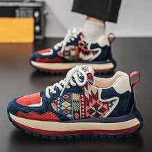 Zapatillas altas informales de suela gruesa para hombre con un diseño elegante, adecuadas para el campus, caminar, andar en patineta y usar con ropa informal. - Rojo - Ver 4