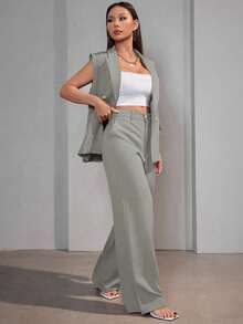 A&DD MODA, REF: AS1347, Women's Vest, Women's Set, Suit Vest, Casual, Tailoring, Elegant Look, Formal Style, Versatile Piece, Modern, Sophisticated, Women's Fashion, Formal Women's Clothing, Casual Chic Set, Tailored Vest, Blogger Style, High Quality. - 淺灰色 - 查看 5