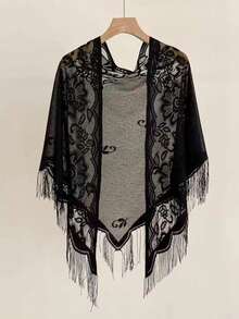 Lace Triangular Scarf, Cheongsam Shawl, Lightweight & Breathable Fashion Shawl - Multicolor - View 5