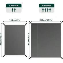 Lona de campaña impermeable, para 2 personas, protector de piso de poliuretano de 3000 mm para senderismo, mochileros, hamacas, playa, picnic y otras actividades al aire última intervensión - 86 x 59 pulgadas, 2 personas - Ver 4