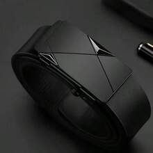 1条/2条装男士时尚自动扣腰带，休闲百搭腰带，送给年轻和中年男士的完美礼物 - 黑色 - 查看 3