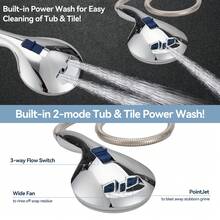 Cabezal de ducha con juego de boquillas de pistola rociadora, 10 etapas de potencia, cabezal de ducha, plateado (cabezal de ducha + manguera de 1,5 m)