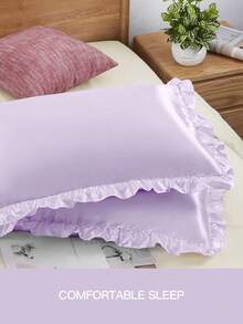 1pair Premium Silky Satin Envelope Pillowcases Set With Lace, 2 PCS/Pair Pillowcases, Soft Breatheable Wrink-Free Better For Hair Skin Sleep, Pillow Covers Without Filling, Machine Washable, Oeko-Tex Certified, Taro Purple - Taro Purple - View 6