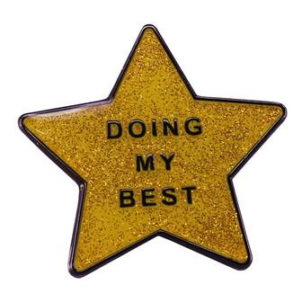Shiny Gold Star Lapel Pin, Funny Growth Mindset Positive Reminder Brooch Accessory