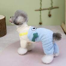 25pcs Big Eye 4-Leg Fleece Dog Clothes, Autumn/Winter Warm Jumpsuit, Casual Printed Pet Apparel For Dogs, Cats, Monkeys, Small Animals - Baby Blue - View 10