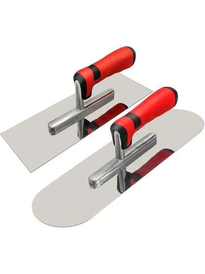 Concrete Tools Set Stainless Steel Flat Finishing Trowel (11" X 4") And Pool Trowel (14" X 4") Drywall Cement Plastering Masonry Construction Hand Kit