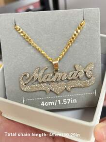 1pc Personalized Minimalist Matte Stainless Steel Necklace With 18K Gold Plated Customized English Name Pendant, Heart Or Butterfly Shape, Girlfriend/Mom Birthday/Christmas/Valentine's Day Gift - Multicolor - View 6