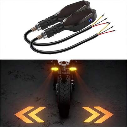 2PCS Universal Motorcycle Turn Signal LED Cold Arrow Indicator Projector, 27 RGB Flowing Daytime Running Lights - Amber Motorcycle Signal Turn Signal
