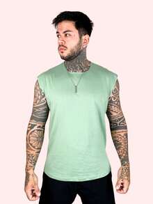 Kit 3 Tank Tops, Stylish Oversized Men's Macho T-Shirt, Bodybuilder, Father's Day - Black, Green and White - View 5