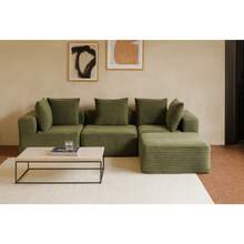 4-Seat Magic Cube Compressed Sofa  – Luxe Corduroy, No Assembly Required, Modular Design, Soft Sit For Primary Living Spaces & Homeowners - Green + 4 Seat - View 1