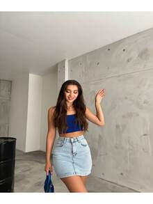 Mini-Jeansrock mit hoher Taille für Damen