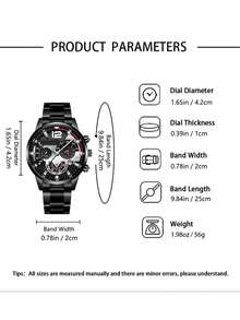 6pcs Men's Formal Watch Set, Black, Gold, Silver 3-Color Watch Set, Stainless Steel Large Dial Easy-To-Read Quartz Watches, Perfect Birthday Holiday Gift For Him - Nhiều màu - Xem 5