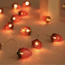 1pc 10/20Led 1.5/3/M Strawberry Shaped String Light For Children's Room Decoration, Fairy Tale Themed Room Decor, Birthday Parties, Weddings, Party Supplies, Gift, 4 Seasons Available
