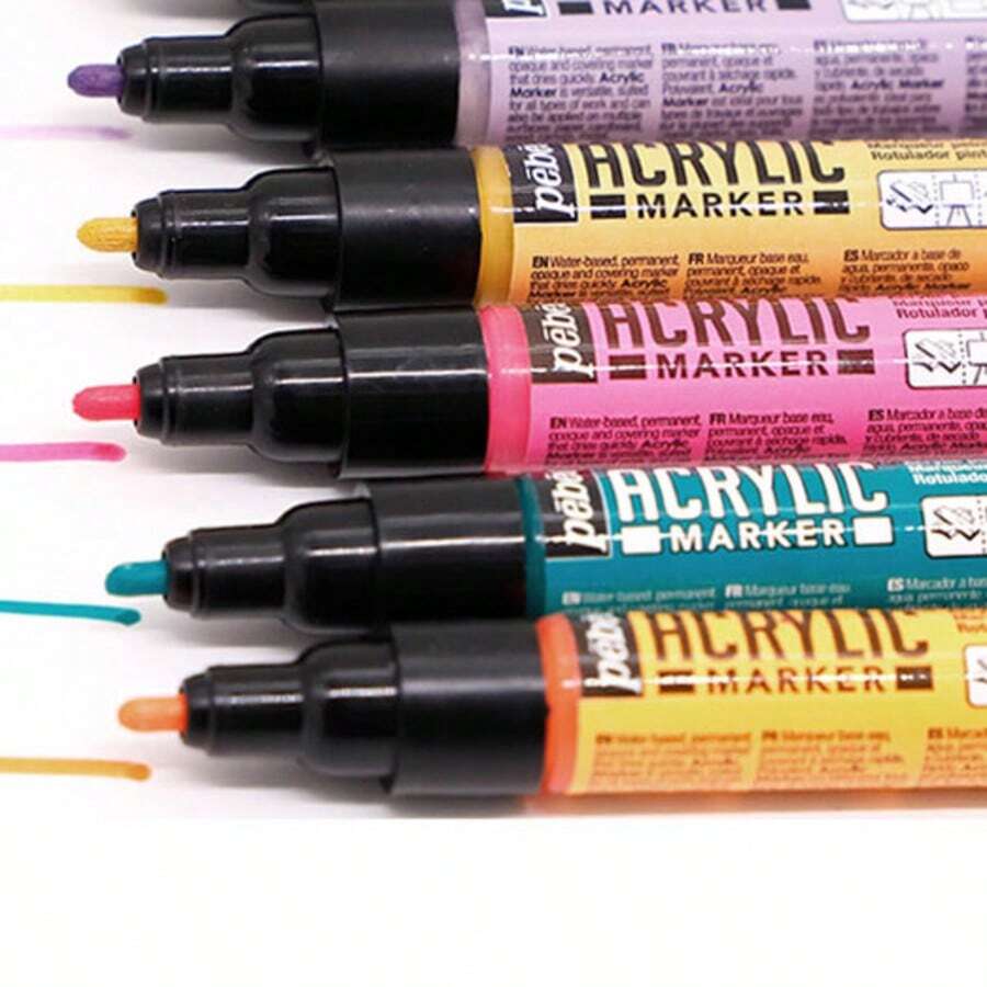 1 支 Pebeo 丙烯马克笔 1.2 毫米涂鸦防水高光笔非水溶性丙烯马克笔和 1 支 Pebeo 水彩马克笔，配有水溶性软头彩色刷，适用于学校用品，返校