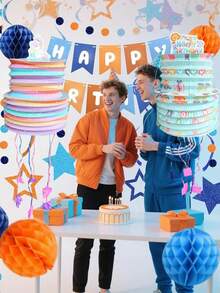 迷你拉绳皮纳塔，生日派对节日聚会装饰，填充式装饰，生日皮纳塔，适合男孩女孩的迷你生日派对装饰道具