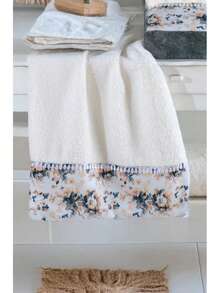 Premium Patterned Towel Gift Set – 100% Cotton – High-GSM Luxury Bath & Hand Towels – 50x90 Cm & 70x140 Cm – Ultra-Soft, Absorbent & Boxed Presentation – Made In Turkey - White - View 2