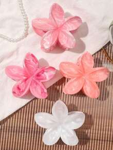4pcs/Set Bohemian Floral Hair Clips, Sweet & Minimalist Daisy Flower Marble Pattern Hair Accessories, Suitable For Spring/Summer Beach Beauty Claw Clips Casual Hair Claw Fall Winter For Vacation Outfits Woman - 多色 2 - 查看 2