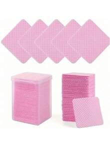 1000/400/200pcs Nail Wipes - Professional Lint-Free Nail Polish Remover Pads, UV Gel Cleansing Tissues, Unscented Manicure Prep And Finish Nail Art Cleaning Tool(Pink) - Pink - View 3