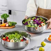 大号不锈钢搅拌碗（无盖） - 防锈、深而宽，适合揉面、做意面、洗菜、煲汤 | 现代厨房必备用品，厨房好帮手