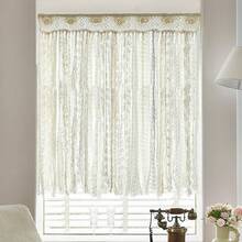 Boho Valances Handmade Cotton Crochet Lace Valance Living Room Hollow Cafe Curtains Macrame Kitchen Curtain Wall Decor, 16 L X 40 Ivory & Beige - Ngà voi - Xem 12