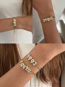 1 chiếc vòng tay charm chữ cái bong bóng hai lớp, kiểu dáng tùy chỉnh, đơn giản, cổ điển, cá nhân hóa, độc đáo, món quà lý tưởng dành cho người yêu, bạn trai, bạn gái, bố, mẹ, gia đình, bạn bè, thú cưng, con trai, con gái, ông bà, kỷ niệm, sinh nhật, đeo hàng ngày, đám cưới, tốt nghiệp, dạ hội, tiệc tùng, sang trọng, tình yêu vĩnh cửu, chữ cái đầu 3D phồng, trang sức thời trang cưới. - Chữ vàng-zircon - Xem 6