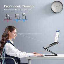 Suporte Ajustável para Telefone e Tablet de Liga de Alumínio, Suporte Portátil e Dobrável para Laptop de até 17", Suporte de Resfriamento - Multicolorido - Visão 2