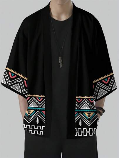 Men's Casual Open Cardigan, Chinese Style Hanfu Open Cardigan, Casual Summer Clothing