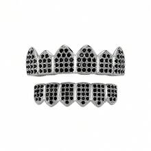1 Set Six Tooth  Braces With Hip-Hop Style Full  Rap Personalized Fashion Halloween Teeth Decoration Sharp Teeth - màu đen - Xem 11