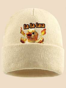 1pc "La-La-Lave Ch-Ch-Icken" Pixel Turkey Print Knit Beanie Hat, Multi-Color Options, Suitable For Outdoor Sports, Casual, Fishing, Parties, A Comfortable Commuting Warm Hat, Suitable For Cycling And Outdoor Activities In Cold Black Weather, Sports Accessory - A - View 18