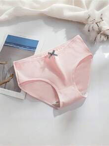 AOKVOGIRL 3 chiếc/gói Quần lót cotton kẻ caro màu ngẫu nhiên kiểu dáng dễ thương cho nữ, Quần lót trơn màu tối giản cho bé gái, học sinh, Quần lót tam giác đáy cotton cạp vừa - Nhiều màu - Xem 6