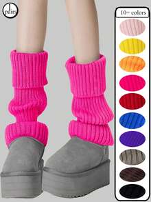 1双纯色针织腿套，简约时尚休闲风，适合秋冬季日常保暖，超过10种颜色可选，Y2K风格，舒适保暖 - 彩色 - 查看 2