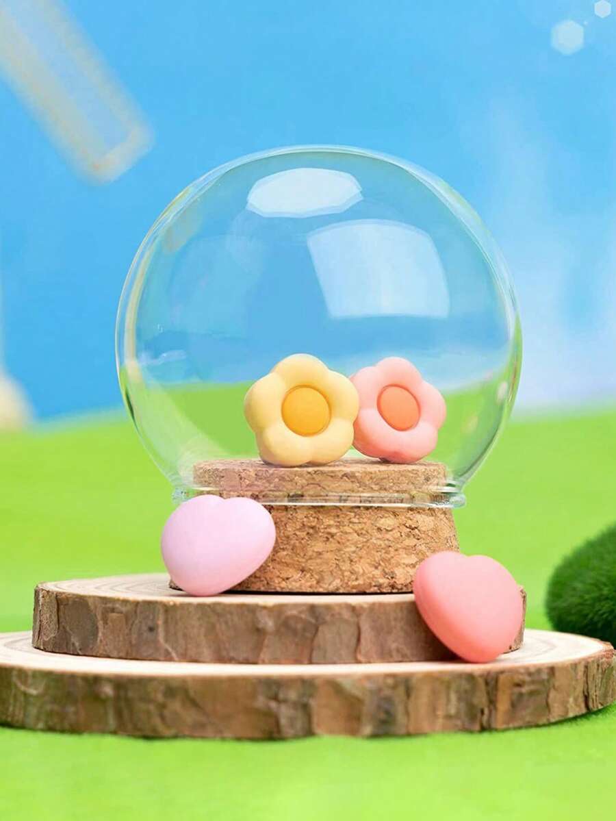 GeekShare 4pcs/Set Heart & Flower Pattern Thumb Grip Caps Compatible With Switch/Oled/Switch Lite, Game Console Controller Accessory - Multicolor - View 1